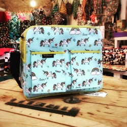 Bolso carro bebé - estampado unicornios menta