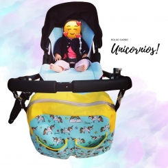 Bolso carro bebé unicornios con amarillo